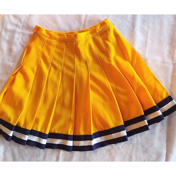 Dehen Other - Vintage Dehen 1980s Pleated Cheerleading Skirt Gold Purple Cosplay Cheerleader